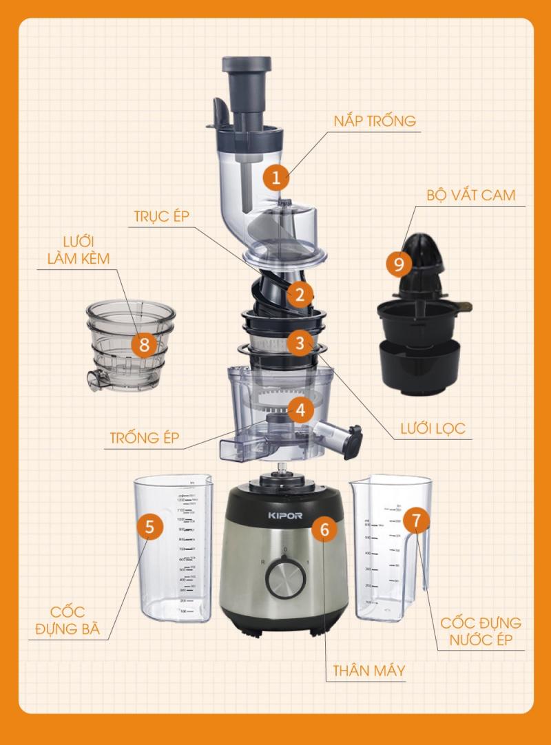 Máy ép chậm 3 trong 1 KIPOR KP-SJ585