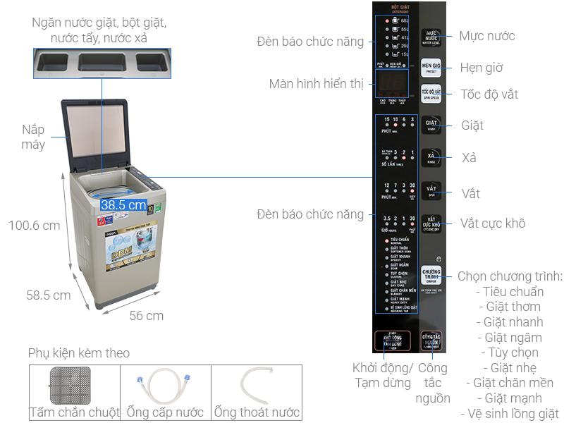 Máy giặt 9KG Aqua AQW-D90CT.S