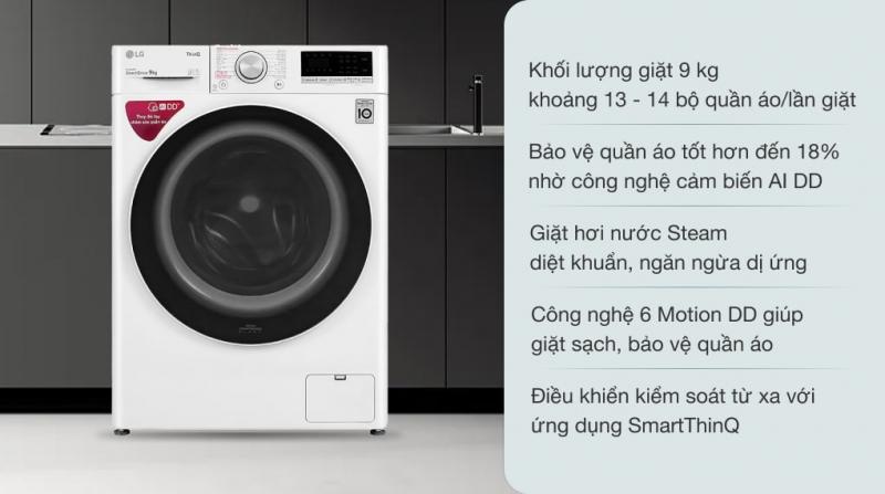 Máy giặt cửa ngang LG AI DD Inverter 9kg FV1409S4W