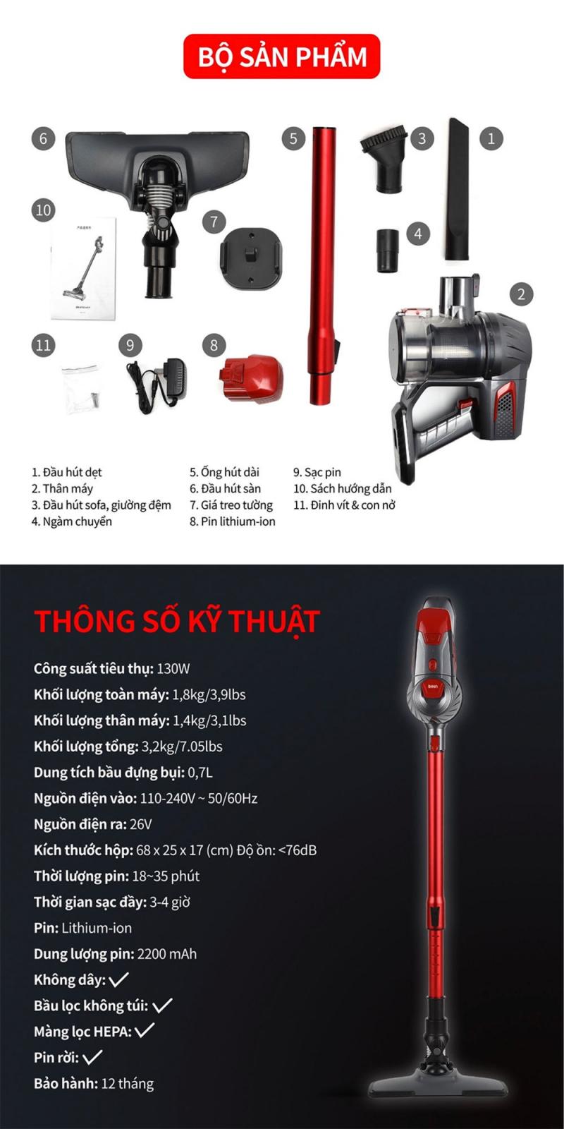 Máy hút bụi cầm tay không dây UNIQ Free A7