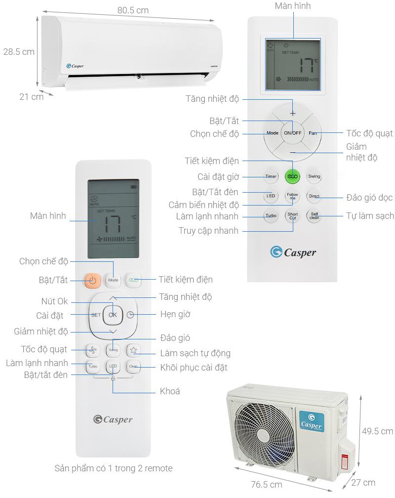 Máy lạnh Casper Inverter 1.5 HP IC-12TL32