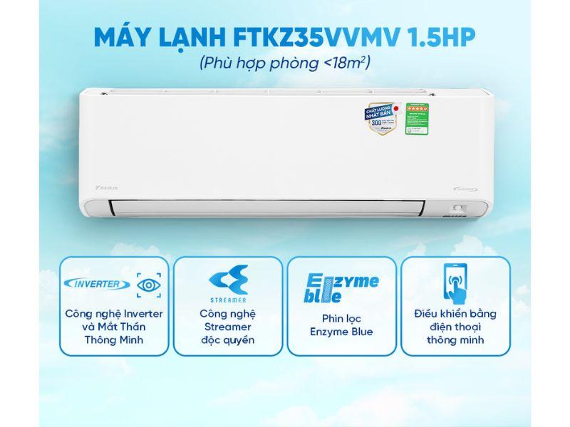 Máy lạnh Daikin Inverter 1 chiều cao cấp FTKZ35VVMV 1.5HP 12000TBU