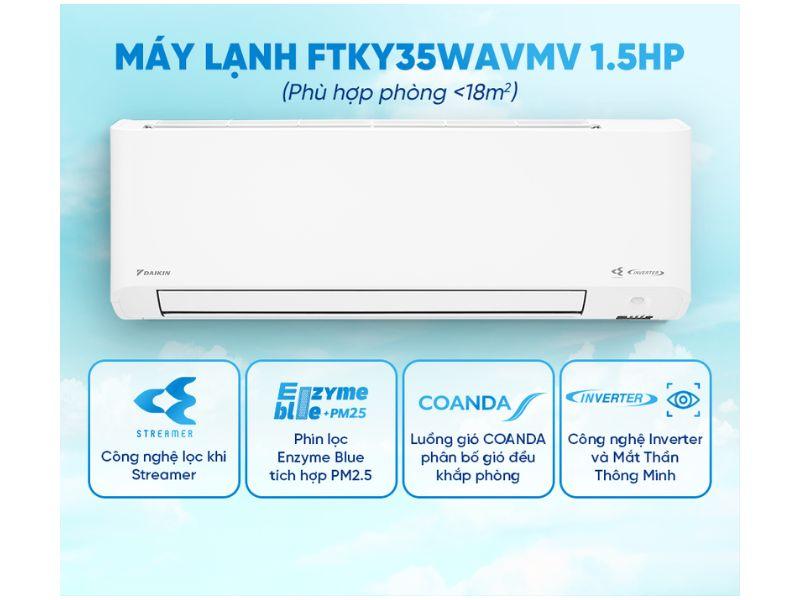 Máy lạnh Daikin Inverter 1 chiều FTKY35WAVMV 1.5HP 12000BTU