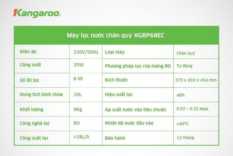 Máy lọc nước RO 6 lõi Kangaroo KGRP68EC