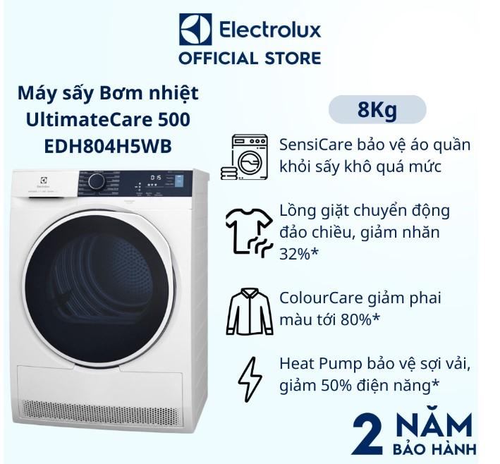 Máy sấy bơm nhiệt Electrolux Heat Pump 8kg UltimateCare 500 - EDH804H5WB