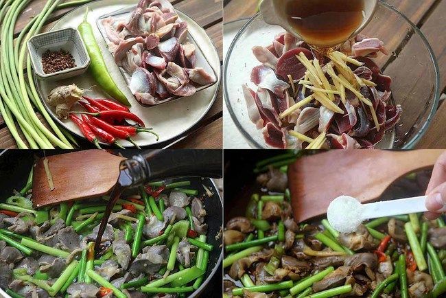 Mề gà xào ngồng tỏi