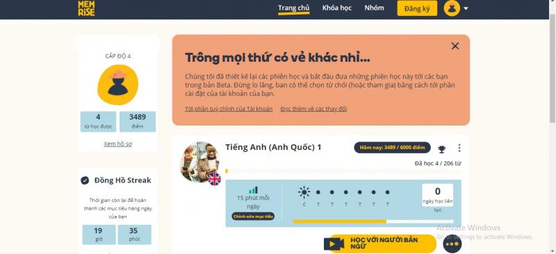 Memrise cho người muốn nâng cao trình độ Tiếng Anh