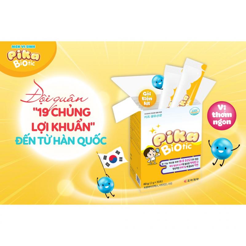 Men vi sinh Pika Biotic Hàn Quốc bổ sung lợi khuẩn, tăng cường hấp thu, ổn định tiêu hóa cho bé (hộp 30 gói)