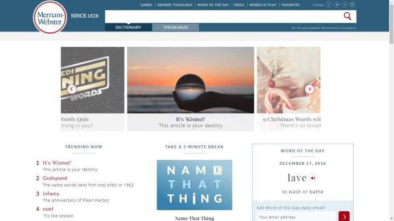 Trang từ điển Merriam-webster được thiết kế rất bắt mắt