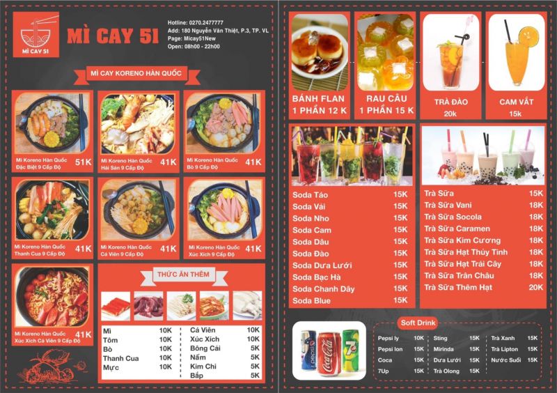 Menu Mì Cay 51 New