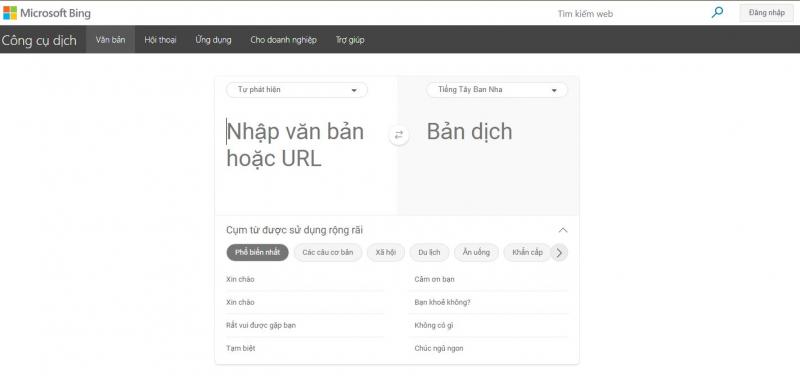 Website của Microsoft Translate
