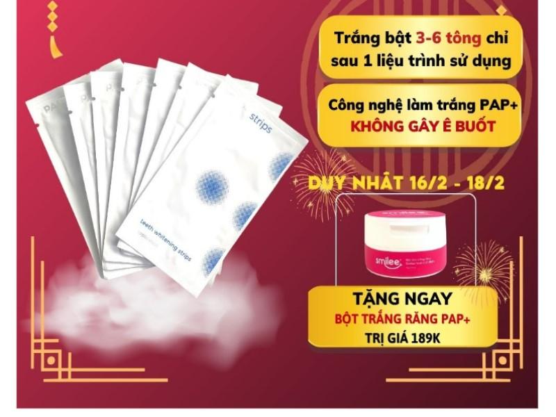 Miếng dán trắng răng Smilee, công nghệ PAP + giúp làm trắng răng chỉ sau 1 lần sử dụng