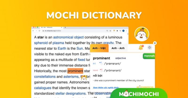 Tra từ vựng tiếng Anh nhanh chóng với Mochi Dictionary