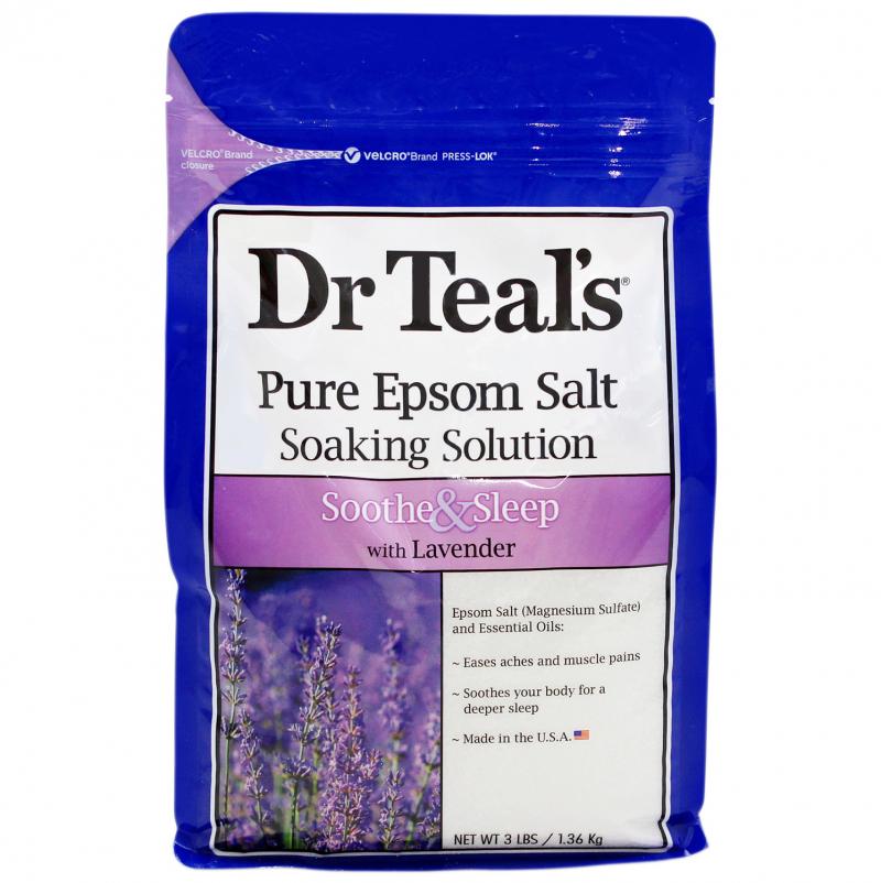 Dr Teal's Epsom Salt Soaking Solution hương Lavender mang lại cảm giác dịu nhẹ và cho giấc ngủ ngon