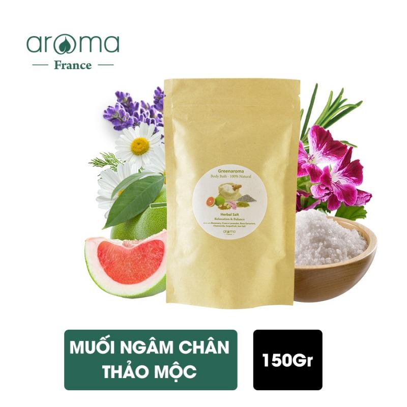 Muối tinh dầu ngâm chân ngủ ngon, chống mỏi, chống phù chân AROMA Oải Hương hương thảo Cúc La Mã 150Gr