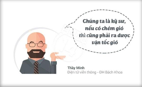 Thầy đang dạy các kỹ sư tương lai áp dụng tính vận tốc gió