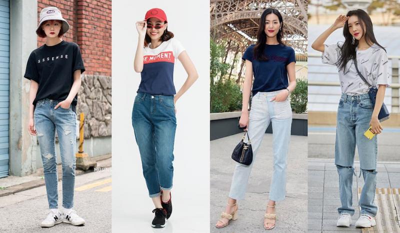 Năng động với quần jeans và giày thể thao