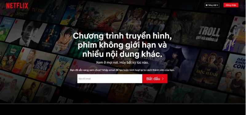 Trang web Netflix