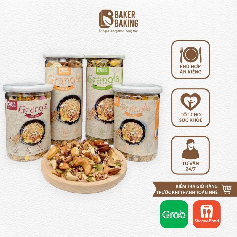 Ngũ cốc Granola ăn kiêng Baker Baking siêu hạt, không đường dành cho mẹ bầu, tiểu đường, healthy 300-500g