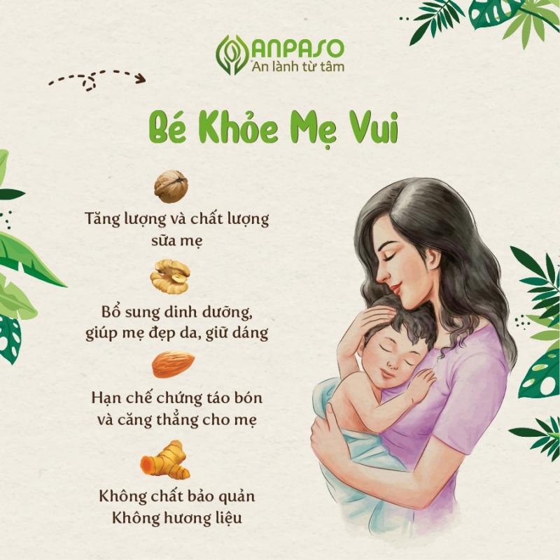 Ngũ cốc lợi sữa Anpaso bổ sung dinh dưỡng, cung cấp dưỡng chất hoàn hảo cho mẹ và bé Hộp 500g