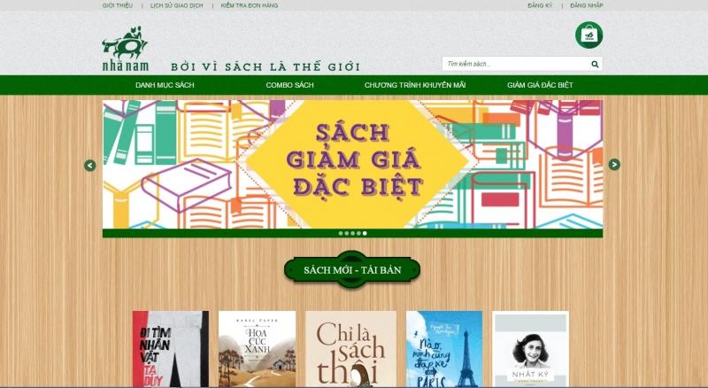 Giao diện website của Nhà sách Nhã Nam