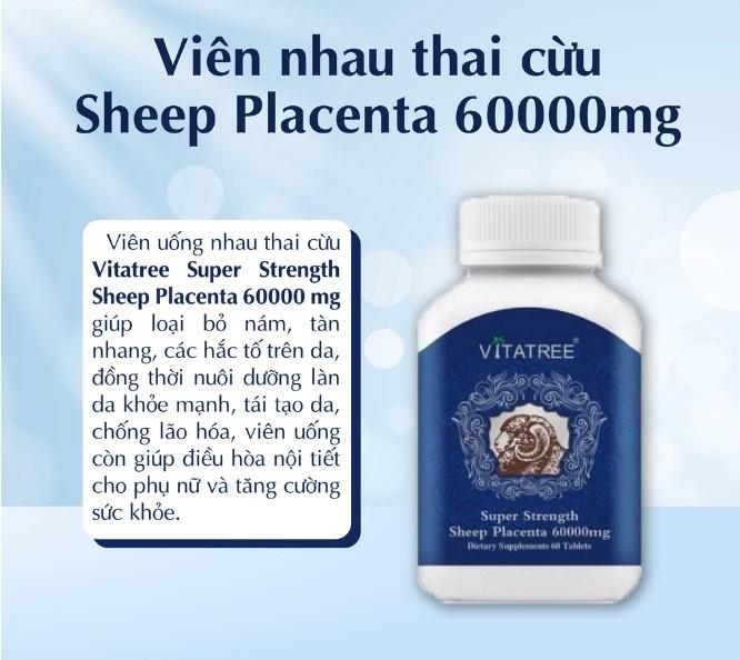 Nhau thai cừu Úc Vitatree Super Strength Sheep Placenta 60000mg