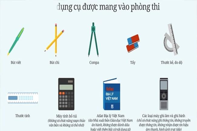 Những đồ dùng được phép mang vào phòng thi