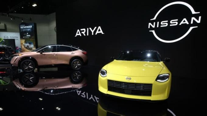 Mẫu xe điện Nissan ARIYA triển lãm tại LA Auto Show (Mỹ) vào giữa tháng 11. (Ảnh: AFP)