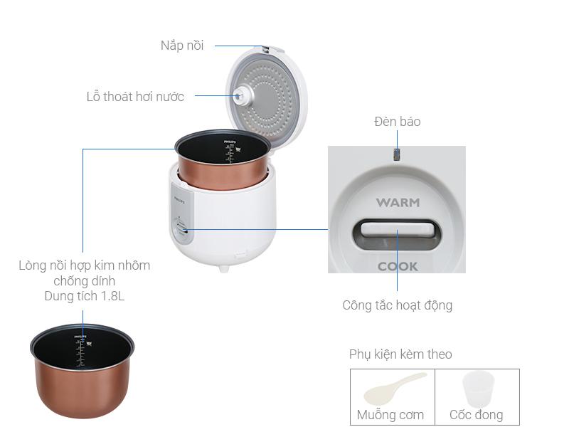 Nồi cơm điện nắp gài Philips HD3115