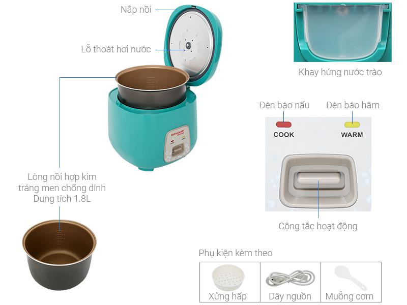 Nồi cơm nắp gài Sunhouse Mama 1.8 lít SHD8652G