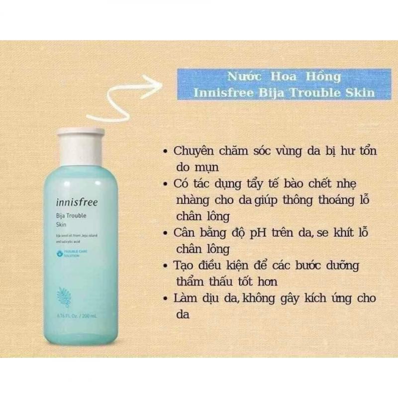 Nước cân bằng dành cho da mụn Innisfree Bija Trouble Skin