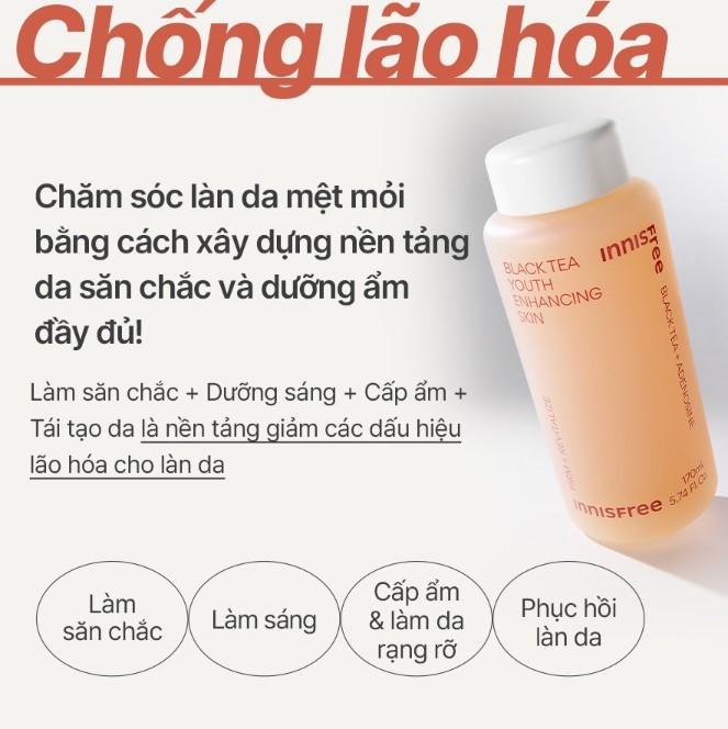 Nước cân bằng phục hồi da và chống lão hóa trà đen innisfree Black Tea Youth Enhancing Skin