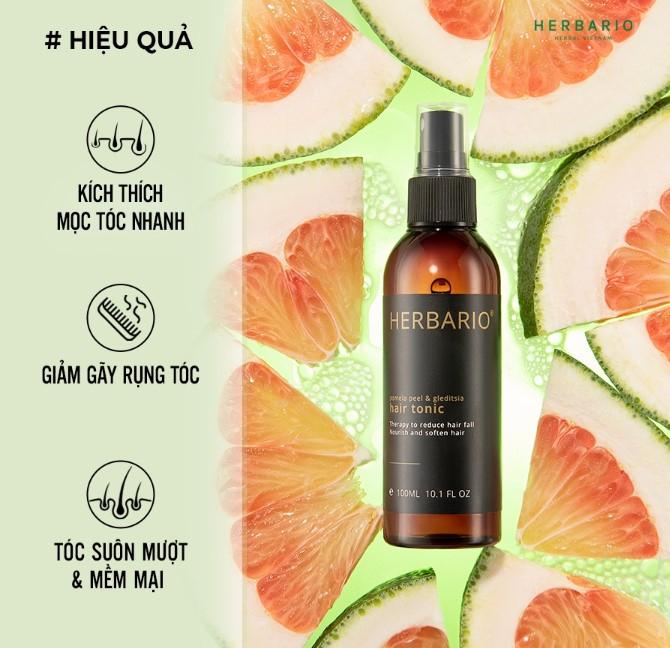 Nước dưỡng tóc tinh dầu vỏ bưởi và bồ kết Herbario 100ml