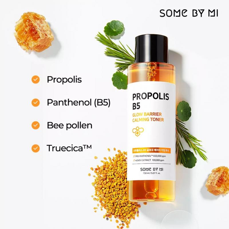 Nước hoa hồng dưỡng ẩm, phục hồi da Some By Mi Propolis B5 Glow Barrier Calming Toner