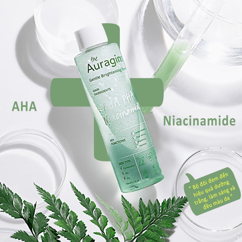 Nước hoa hồng sáng da, ngừa mụn AHA PHA The Auragins Gentle Brightening Toner 150ml