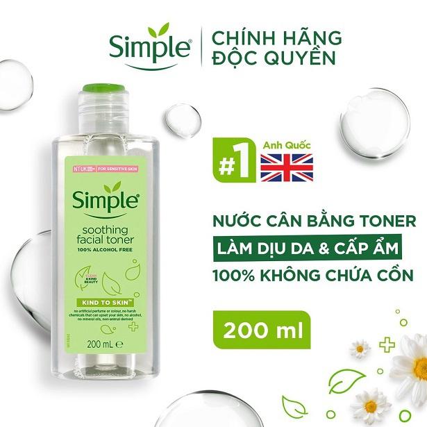 Nước hoa hồng Simple Toner làm dịu và cân bằng độ ẩm cho da