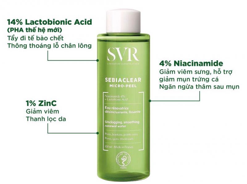 Nước hoa hồng SVR Sebiaclear Micro Peel