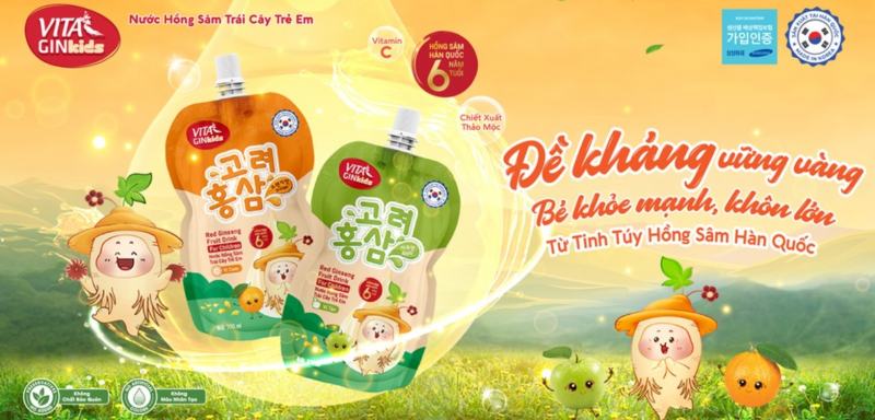 Nước hồng sâm trẻ em Vital Gin Kid's vị trái cây