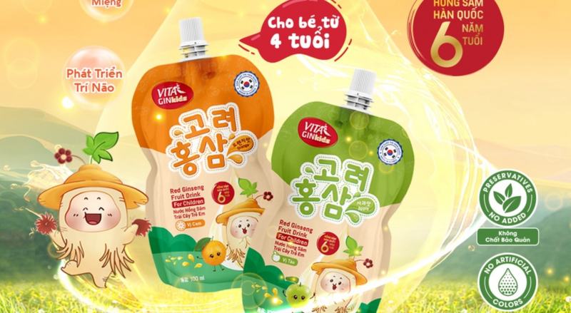 Nước hồng sâm trẻ em Vital Gin Kid's vị trái cây