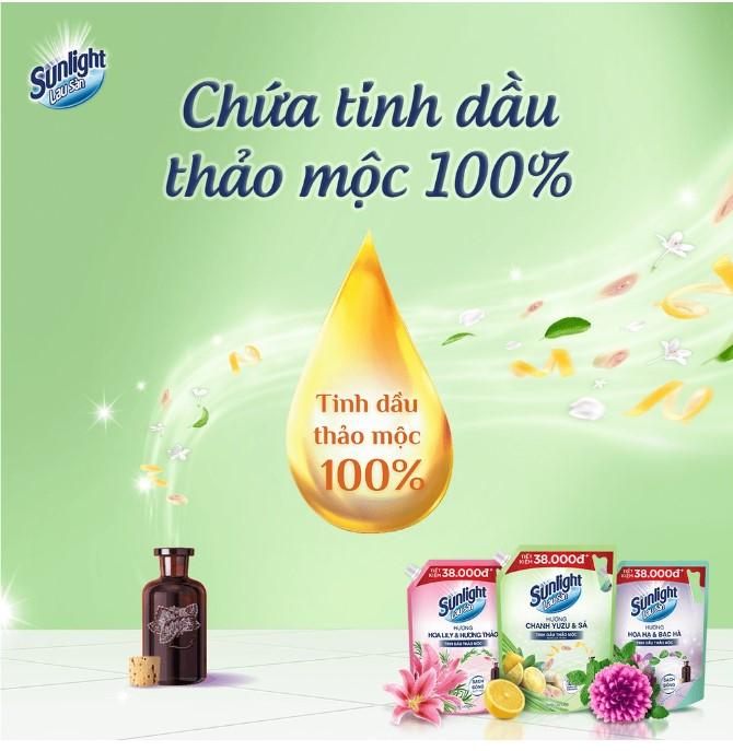 Nước lau sàn Sunlight tinh dầu thảo mộc hương chanh sả