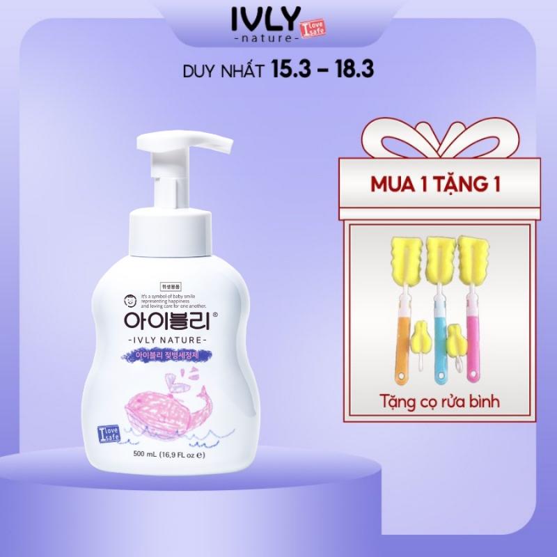 Nước rửa bình sữa cho bé Hàn Quốc IVLY NATURE dạng bọt chiết xuất từ thiên nhiên dung tích 500ml