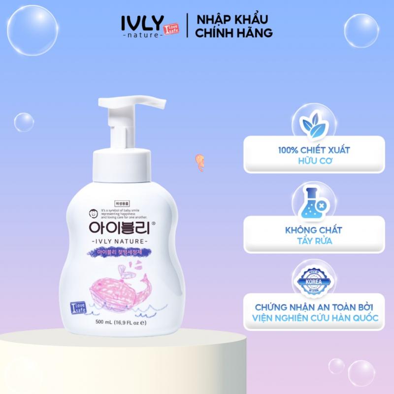 Nước rửa bình sữa cho bé Hàn Quốc IVLY NATURE dạng bọt chiết xuất từ thiên nhiên dung tích 500ml