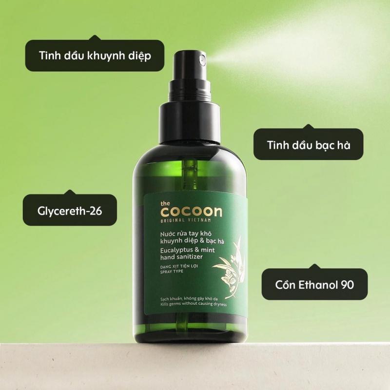 Nước rửa tay khô khuynh diệp và bạc hà của Cocoon