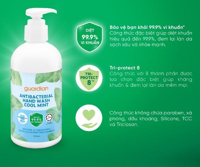 Nước rửa tay sạch khuẩn Guardian Antibacterial Handwash Cool Mint