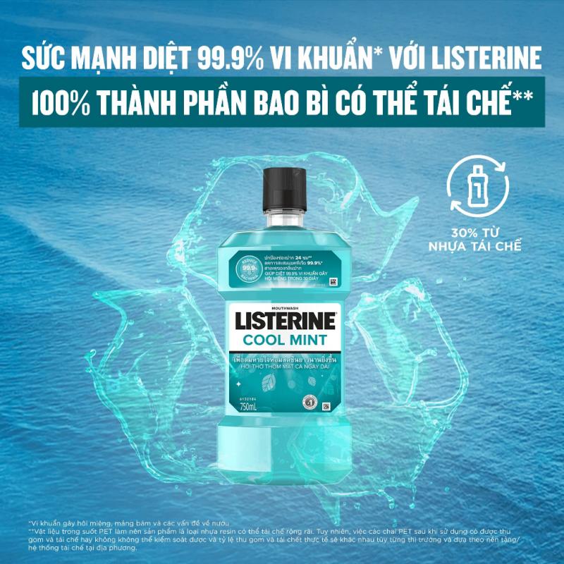 Nước Súc Miệng Giữ Hơi Thở Thơm Mát Listerine Cool mint