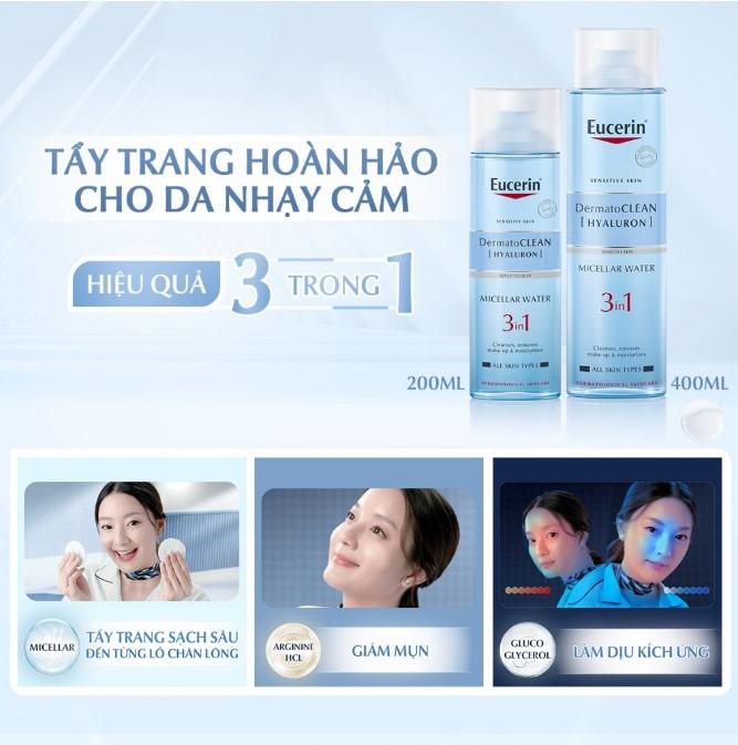 Nước tẩy trang dịu nhẹ cho da nhạy cảm Eucerin DermatoClean Micellar