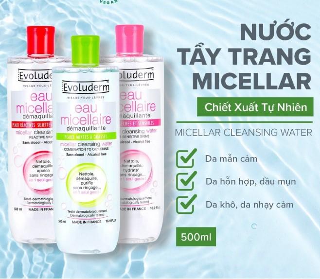 Nước tẩy trang Evoluderm Eau Micellaire