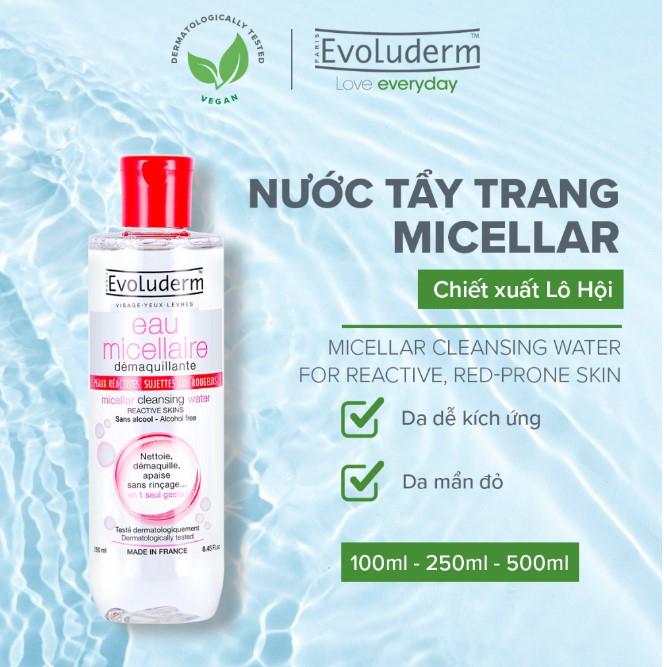 Nước tẩy trang Evoluderm Micellar Cleansing Water 250ml