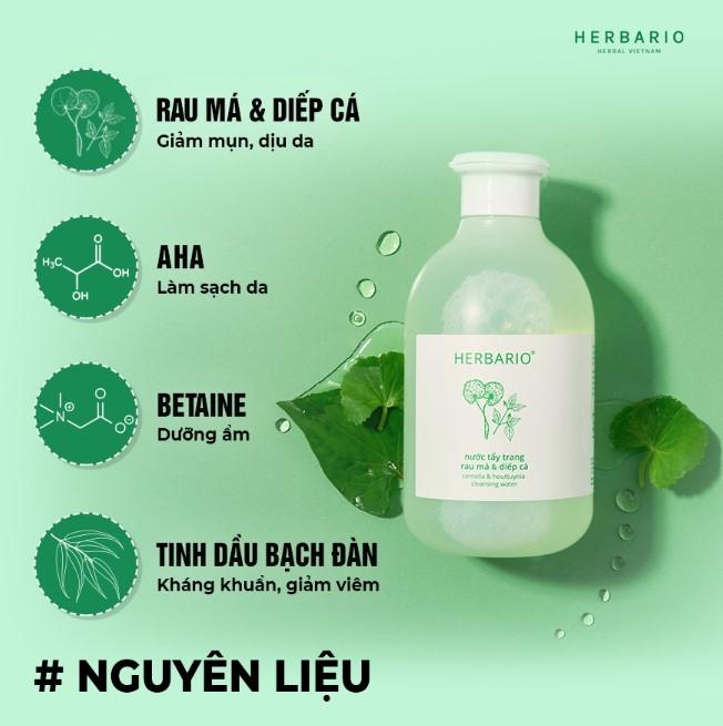 Nước tẩy trang rau má & diếp cá Herbario