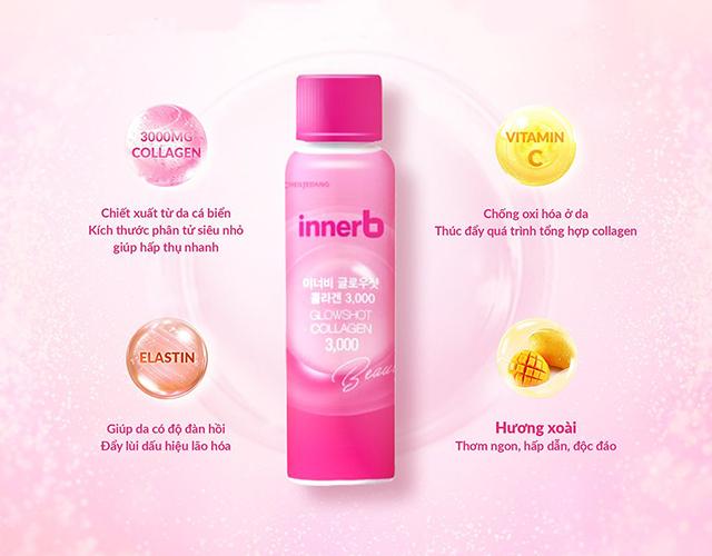 Nước uống Collagen Vitamin C sáng da InnerB Glowshot